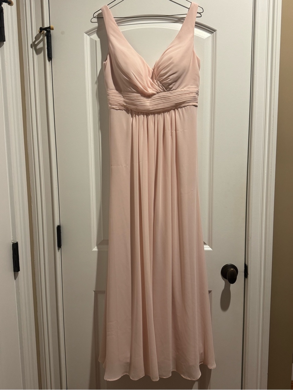 Bill Levkoff Blush Pink Chiffon V-Neck Maxi Dress
